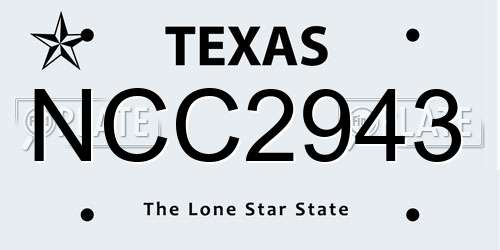 NCC2943 Texas License Plate