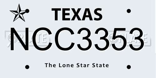 NCC3353 Texas License Plate