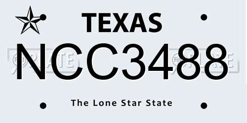NCC3488 Texas License Plate