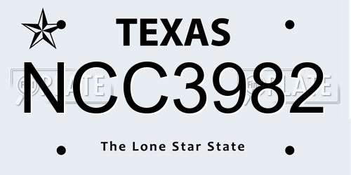 NCC3982 Texas License Plate