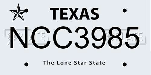 NCC3985 Texas License Plate
