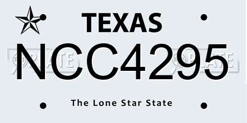 NCC4295 Texas License Plate