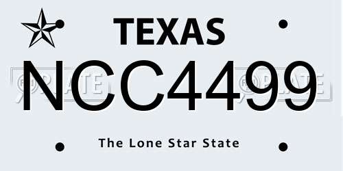 NCC4499 Texas License Plate