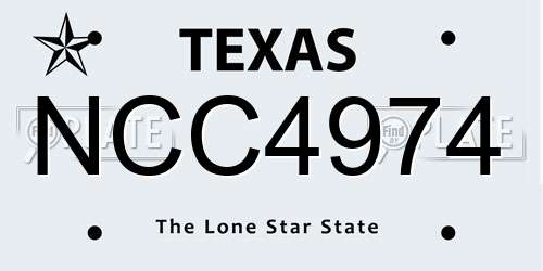 NCC4974 Texas License Plate