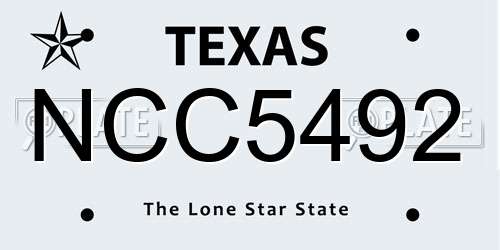 NCC5492 Texas License Plate