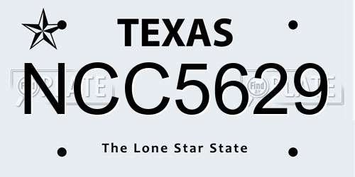 NCC5629 Texas License Plate
