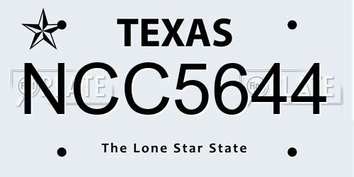 NCC5644 Texas License Plate