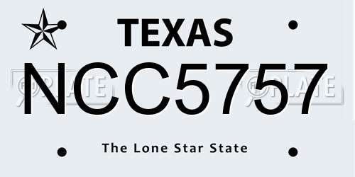 NCC5757 Texas License Plate