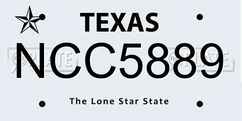 NCC5889 Texas License Plate