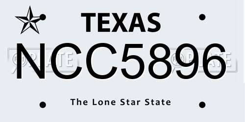 NCC5896 Texas License Plate