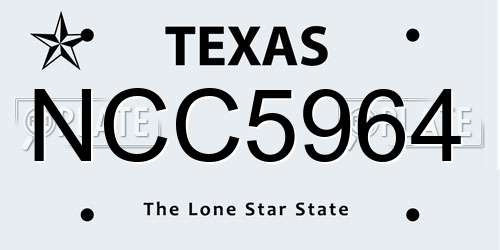 NCC5964 Texas License Plate
