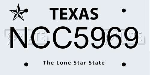 NCC5969 Texas License Plate