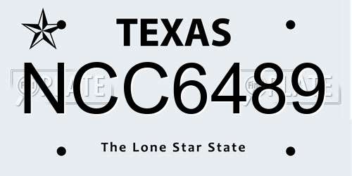 NCC6489 Texas License Plate