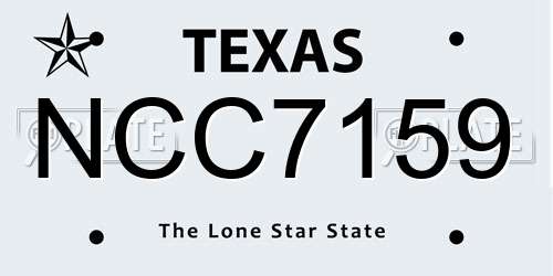 NCC7159 Texas License Plate