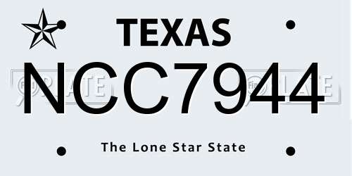 NCC7944 Texas License Plate