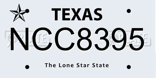 NCC8395 Texas License Plate