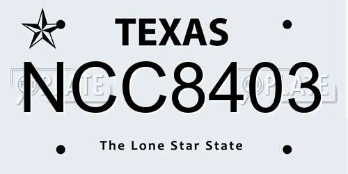 NCC8403 Texas License Plate