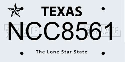 NCC8561 Texas License Plate