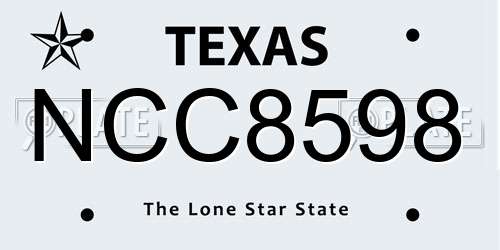 NCC8598 Texas License Plate