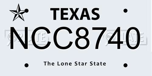 NCC8740 Texas License Plate