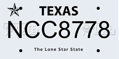 NCC8778 Texas License Plate