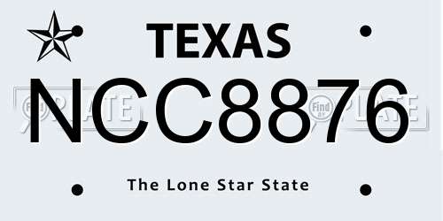 NCC8876 Texas License Plate
