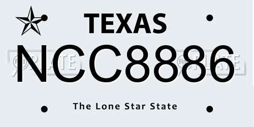 NCC8886 Texas License Plate
