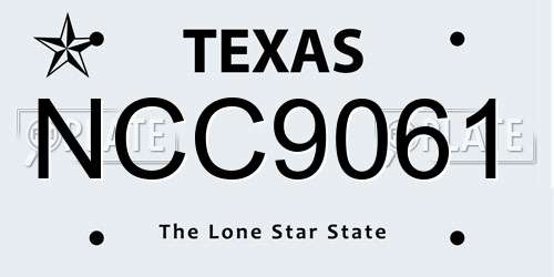 NCC9061 Texas License Plate