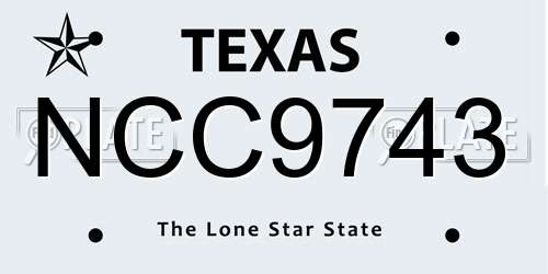 NCC9743 Texas License Plate