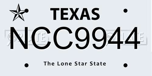 NCC9944 Texas License Plate