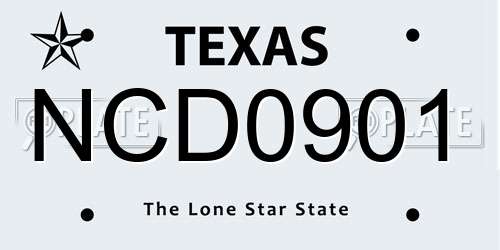 NCD0901 Texas License Plate