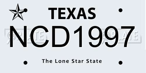 NCD1997 Texas License Plate