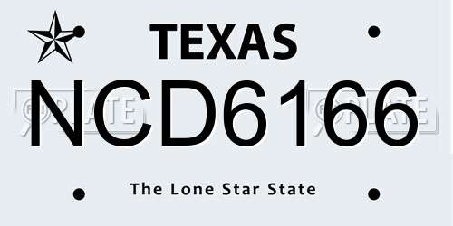 NCD6166 Texas License Plate
