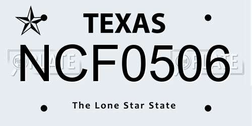 NCF0506 Texas License Plate