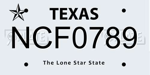 NCF0789 Texas License Plate