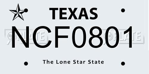 NCF0801 Texas License Plate