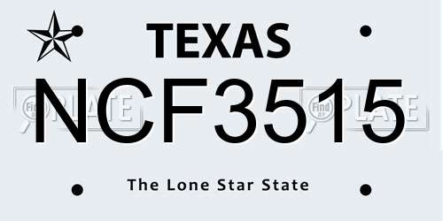 NCF3515 Texas License Plate