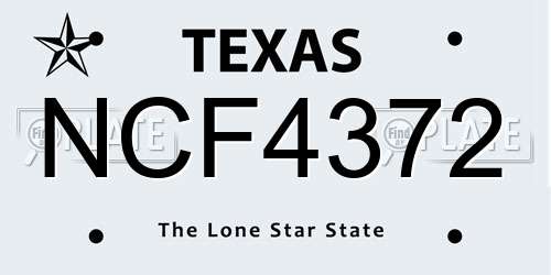 NCF4372 Texas License Plate