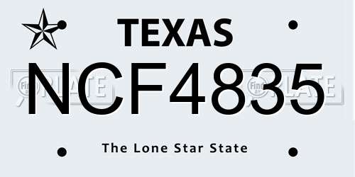 NCF4835 Texas License Plate