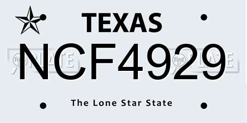 NCF4929 Texas License Plate