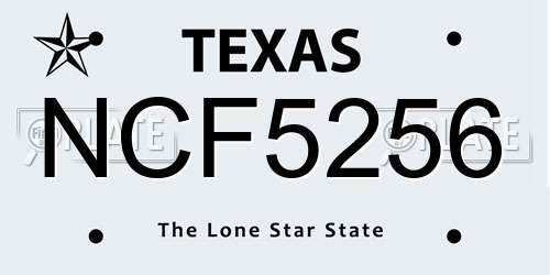 NCF5256 Texas License Plate