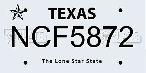 NCF5872 Texas License Plate