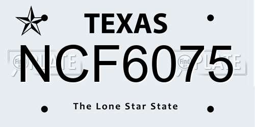 NCF6075 Texas License Plate