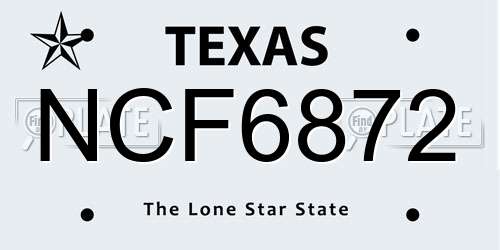 NCF6872 Texas License Plate