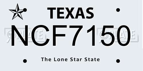 NCF7150 Texas License Plate