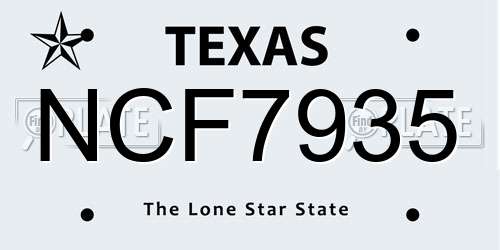 NCF7935 Texas License Plate