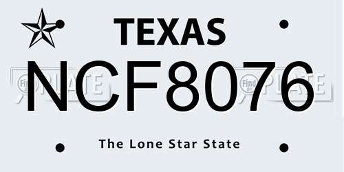 NCF8076 Texas License Plate