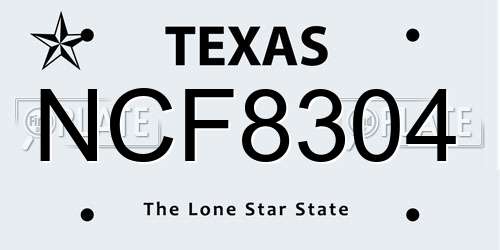 NCF8304 Texas License Plate
