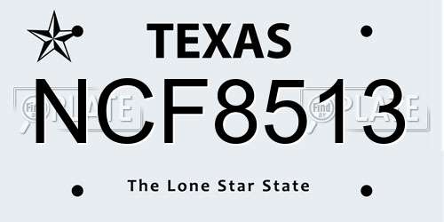 NCF8513 Texas License Plate
