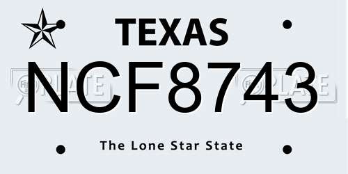 NCF8743 Texas License Plate
